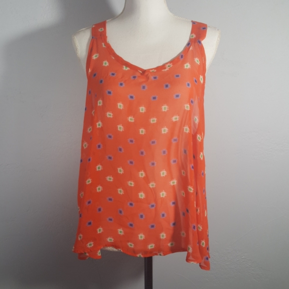 Francescas Paisley&Ivy Orange Sheer Blouse Tanktop - Picture 1 of 3